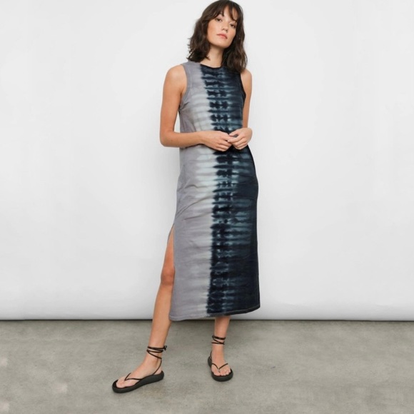 Rails Dresses & Skirts - Rails The Tank Dress Black Navy Dip Dye Tie Dye Midi Dress Side Slits